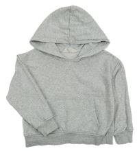 Šedá melírovaná crop mikina s kapsou a kapucí H&M