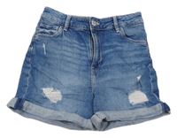 Modré teplákové riflové kraťasy s prošoupáním H&M