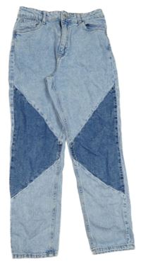 Světlemodro-modré relaxed high waist rifle H&M