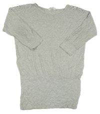 Světlešedá lehká šatová tunika s kamínky H&M