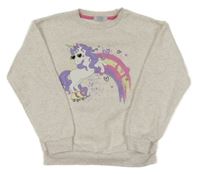 Smetanovo-růžová melírovaná mikina s jednorožcem Primark 