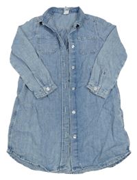 Modré riflové košilové propínací šaty H&M 