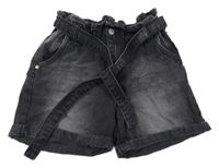 Černé paper bag riflové kraťasy s páskem ZEEMAN