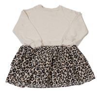 Světlebéžovo-hnědo-černé melírovano/vzorované teplákovo/lehké šaty F&F
