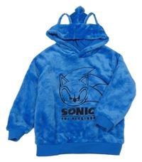Modrá chlupatá mikina se Sonicem a kapucí H&M