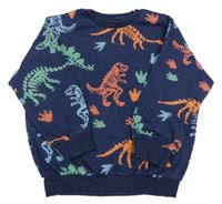 Tmavomodrá oversize mikina s dinosaury F&F