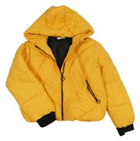 Žlutá šusťáková prošívaná zimní crop s kapucí Matalan