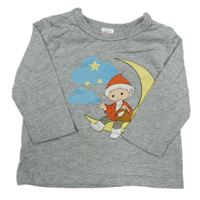 Šedé melírované triko se skřítkem a mraky