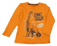 Oranžové triko s dinosaurem a nápisem Little Kids