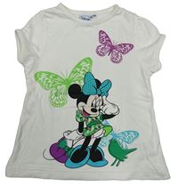 Bílé tričko s Minnie a motýly Disney