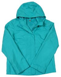 Tyrkysová šusťáková funkční bunda s logem a kapucí Mountain Warehouse