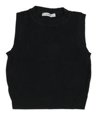 Černý žebrovaný crop top Lumina