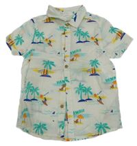 Bílá košile s palmami a surfaři H&M
