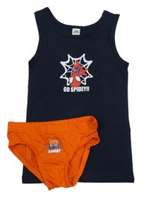 2 set - tmavomodré tílko se Supermanem + oranžové slipy s Tlapkovou patrolou 