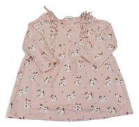 Růžové šaty s králíky a volány H&M