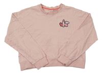 Světlerůžová oversize crop mikina se rtěnkou a pusinkou a srdíčkem Pepperts!