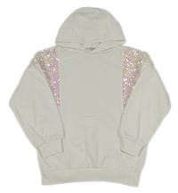 Bílá mikina s flitry a kapucí Primark