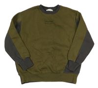 Khaki-tmavošedá mikina s nápisem Zara