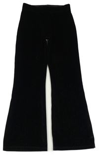 Černé sametové třpytivé bootcut tepláky F&F