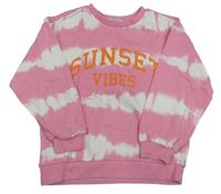Růžovo-bílá batikovaná oversize mikina s nápisem Primark