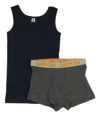 2set - Tmavomodré tílko + tmavošedé boxerky