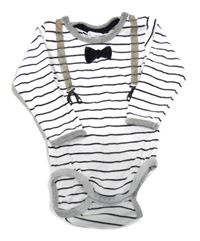 Bílo-černé pruhované body s motýlkem H&M