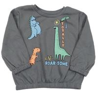 Tmavošedá mikina s dinosaury Primark