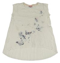 Bílé tričko s motýly a plisovanými zády Yigga