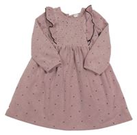 Starorůžové šaty se srdíčky a volánky Primark