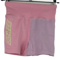 Dámské růžovo-fialové elastické sportovní kraťasy s logem Bo+Tee