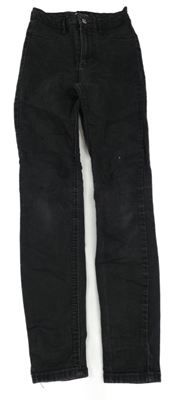 Černé slim elastické rifle Zara