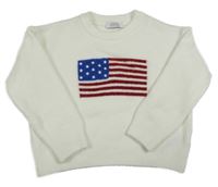 Smetanový oversize crop svetr s vlajkou PRIMARK