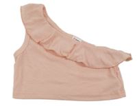 Světlerůžový žebrovaný asymetrický crop top PatPat