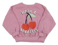 Růžová oversize mikina s třešněmi Matalan