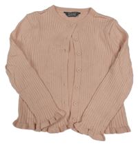 Růžový žebrovaný propínací svetr Primark