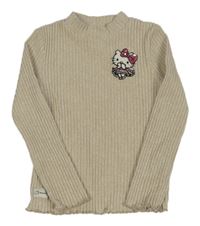 Béžový žebrovaný úpletový svetr s Hello Kitty C&A