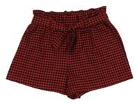 Černo-červené kostkované kraťasy s páskem Primark