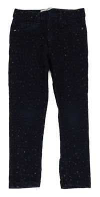Tmavomodré manšestrové elastické kalhoty s hvězdami Denim Co.