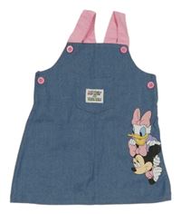 Modré plátěné laclové šaty s Minnie a Daisy Disney