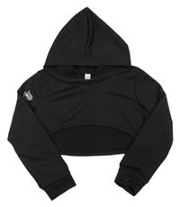 Černá sportovní crop mikina s kapucí 