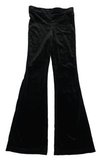 Černé sametové flare kalhoty H&M