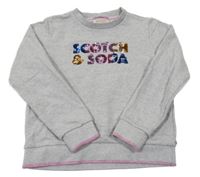 Šedá melírovaná mikina s nápisem z překlápěcích flitrů Scotch&Soda