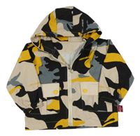 Béžovo-černo-žlutá army plátěná bunda s kapucí 