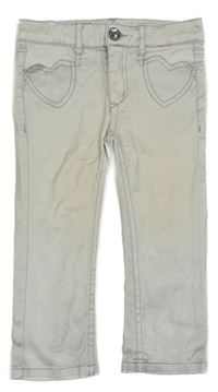 Bílé třpytivé skinny rifle se srdíčky H&M