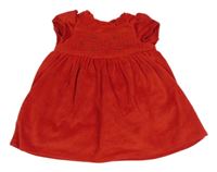 Červené plyšové šaty s 3D květy Mothercare