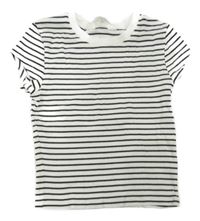 Bílo-tmavošedé pruhované žebrované crop tričko H&M