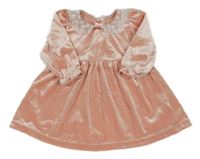 Světlerůžové sametové šaty se síťovinou Matalan