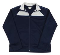 Tmavomodro-bílá sportovní propínací mikina H&M