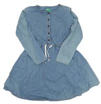 Modro-bílé pruhované riflové šaty Benetton