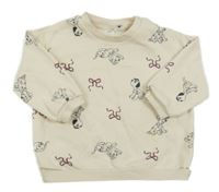 Smetanová oversize mikina s dalmatinky H&M